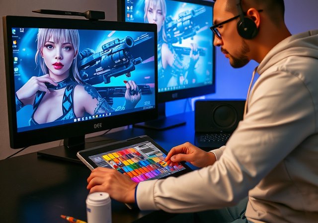 Game artist creating visuals for Playtavo games