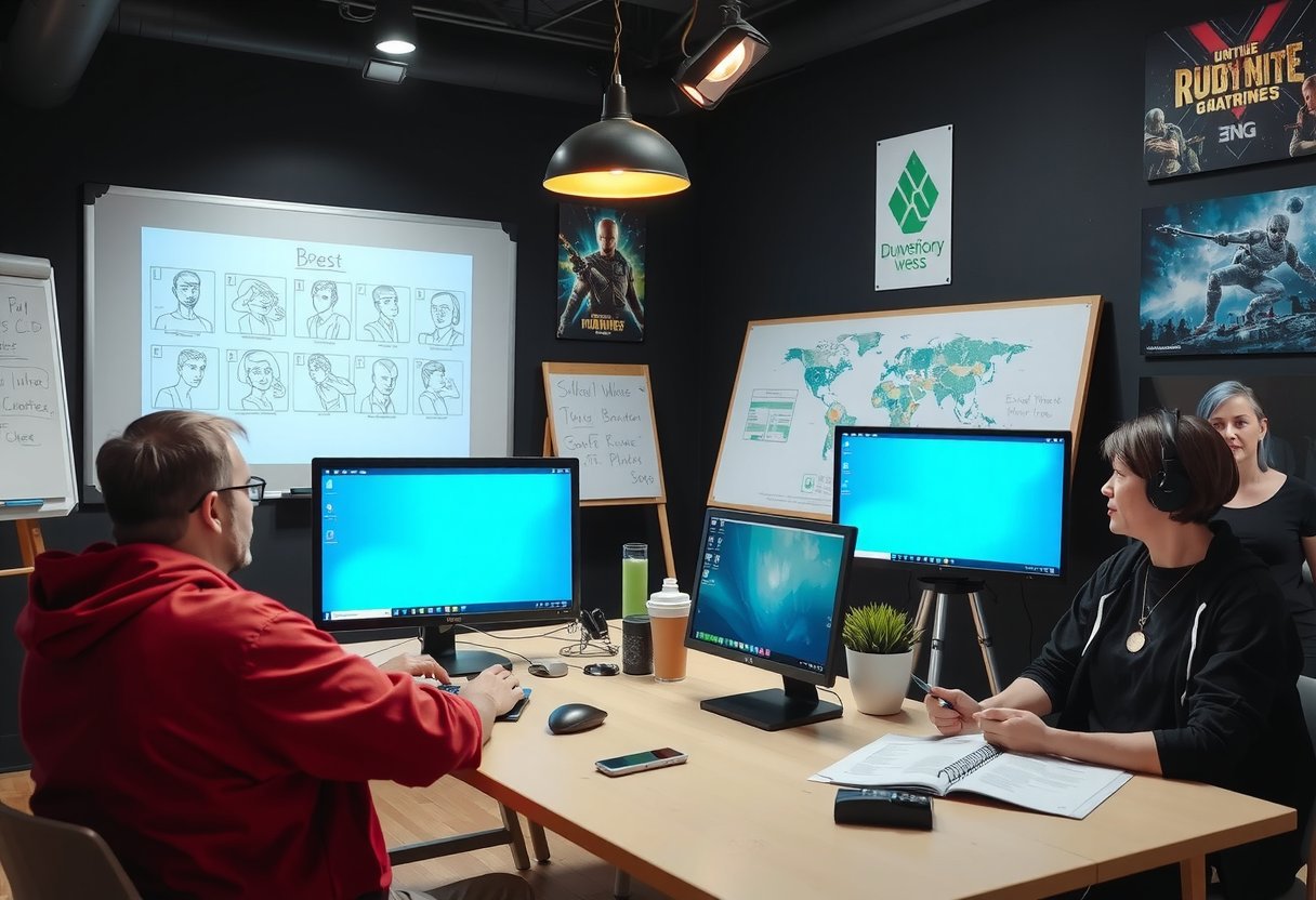 Development team working on innovative games at Playtavo studio